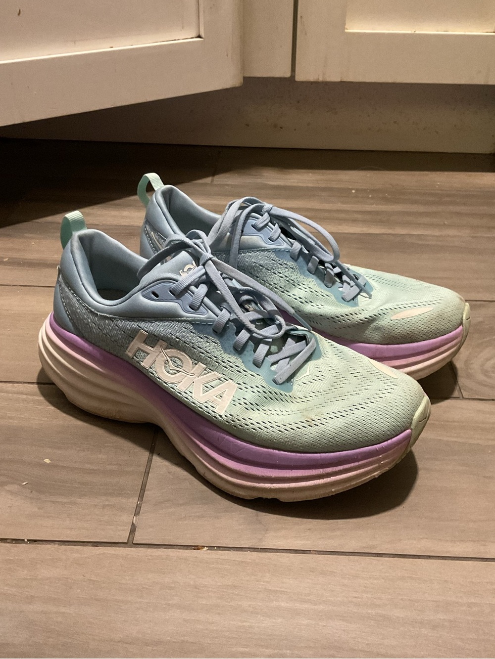 Hoka Bondi 8 Sunlit Ocean Blue Women’s Sneakers Running Shoes Running Gym sz 9